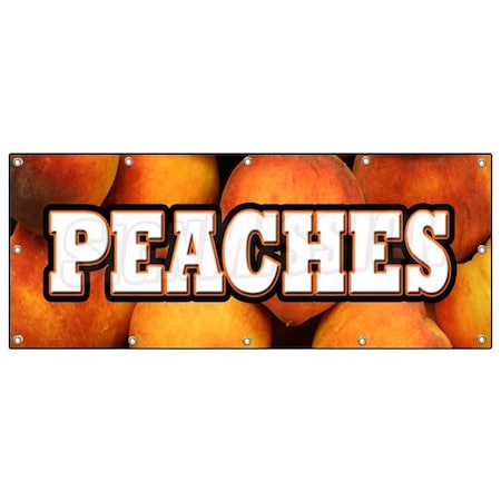 Signmission PEACHES BANNER SIGN peach fruit stand market new signs produce farmers B-120 Peaches